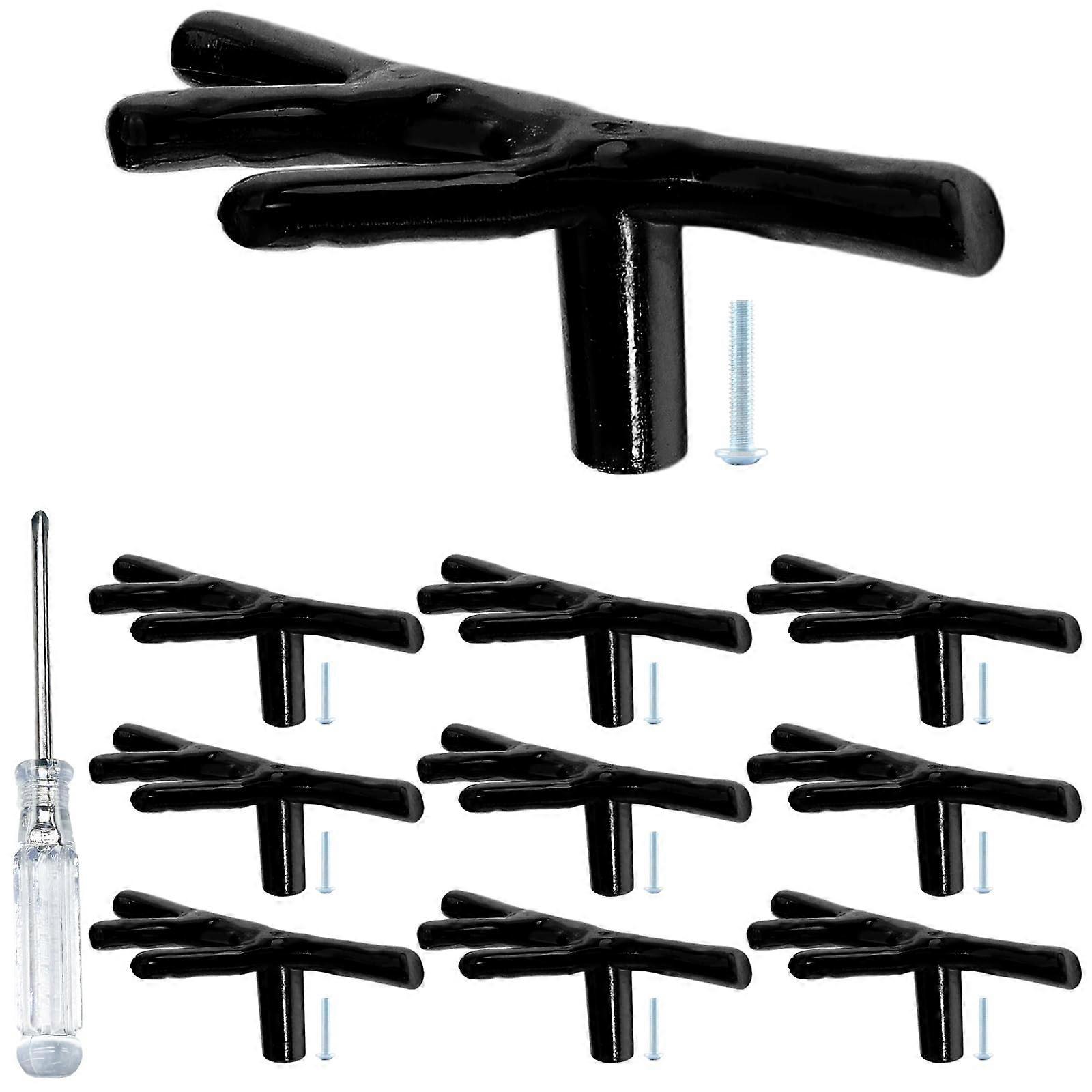 Vintage Tree Branch Cabinet Knobs and Black Twig Drawer Pulls, Zinc Alloy Single Hole 10Piece Set