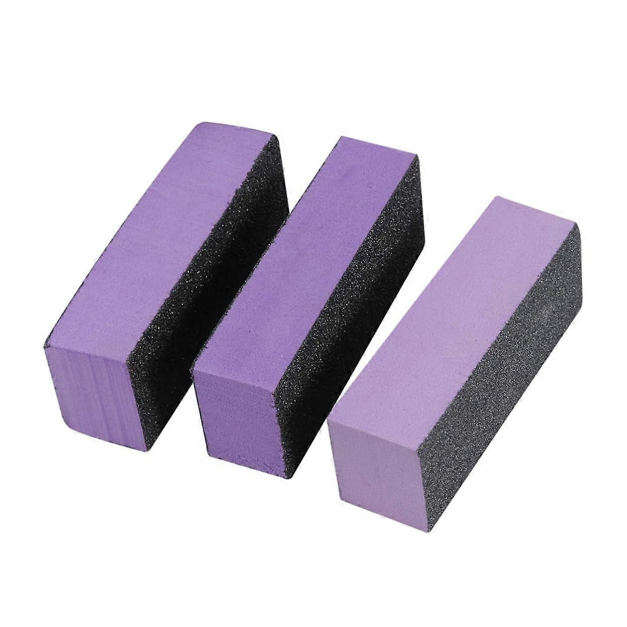 3pcs ThreeSided Nail Buffer Block Set, Soft Sponge Nail File for Natural and False Nails, 2in1 Buffer