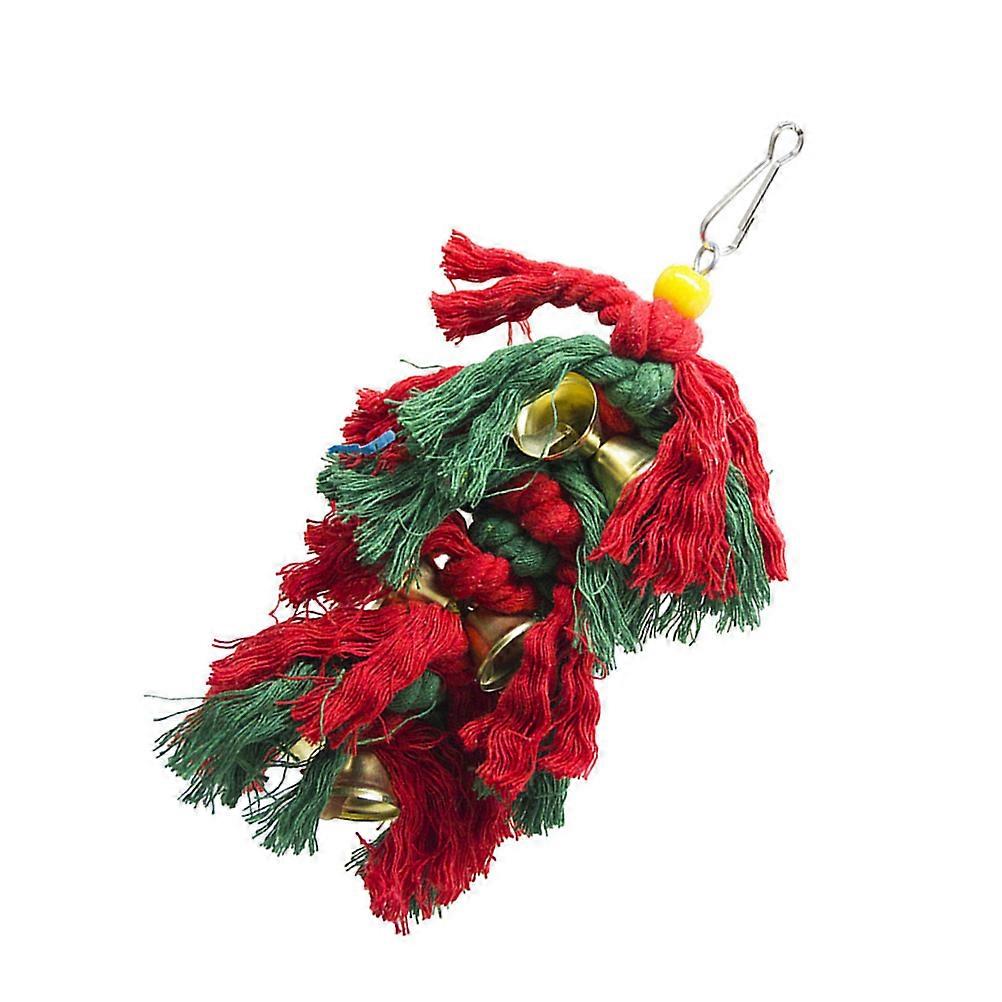 Funny Hanging String Parrot Bite Toy Cotton Rope Bell for Pet Playing 2Pcs
