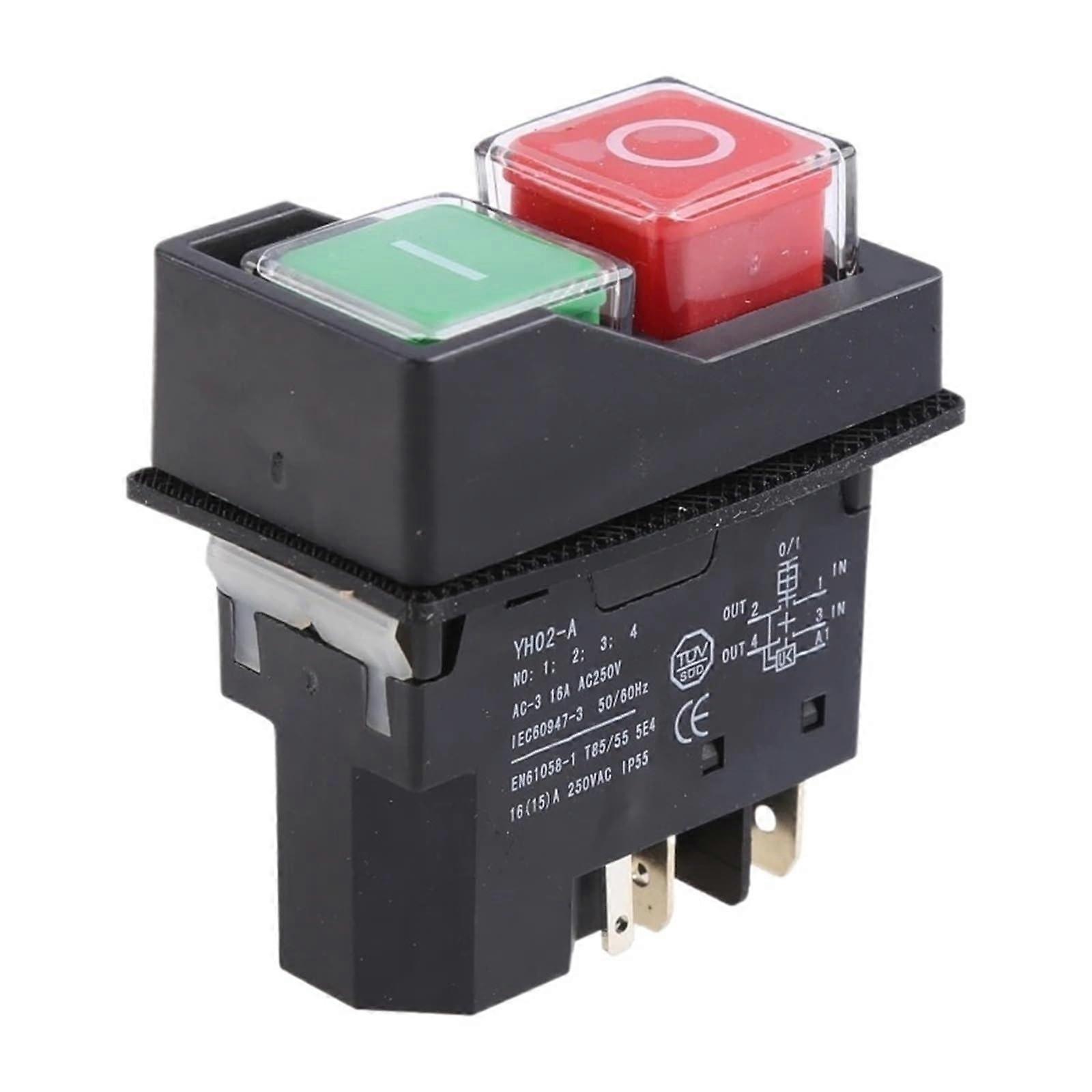 KLD28A Electromagnetic Starter Switch 16A IP55 Waterproof Panel Mount Safety Control Button
