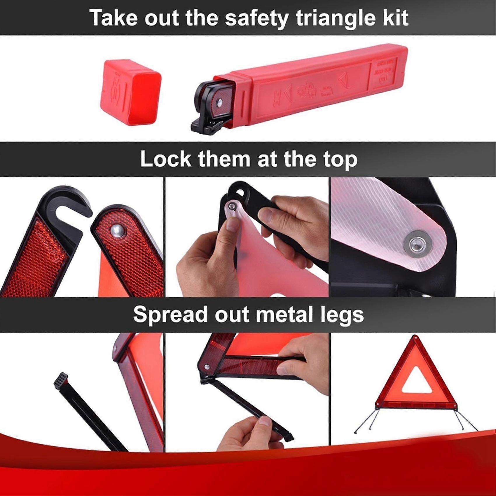 3pcs Standard Emergency Triangles, Warning Triangles for Vehicles, Reflective Triangle, Safety Triangles with Case