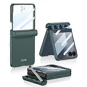 Case for Samsung Galaxy Z Flip7 with Built‑in Screen Protector, 360° Magnetic Hinge Protection, Stylus Pen, Green