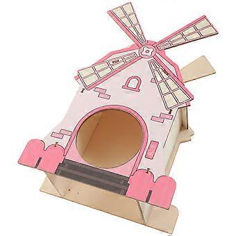 Maison rose pour hamster, cachette en bois pour 2 cages, accessoires pour animaux de compagnie