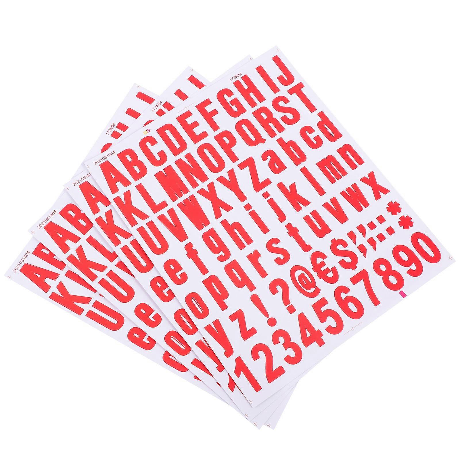 Alphanumeric Stickers Creative Decals for Decoration 4Pcs Red PVC Stickers