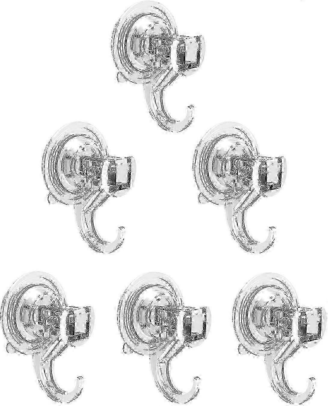 6-Pack Push Lock Suction Hooks, Multi-Purpose, 3kg Load, Compatible with Smooth Surfaces