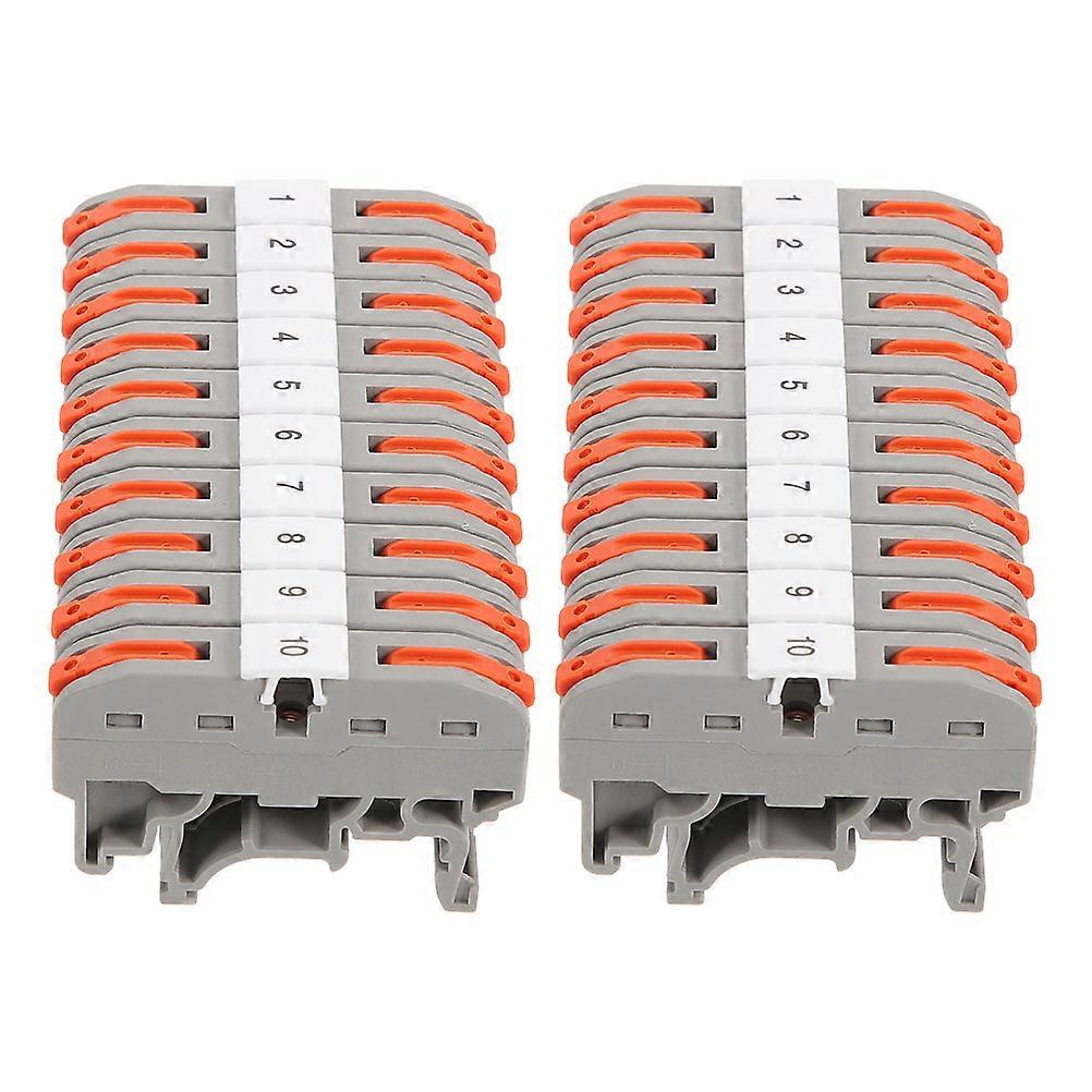 Electrical Din Rail Terminal Block for Quick Connect 20Sets Nylon Brass