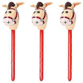 3 stk Oppustelige hestehoveder Cowgirl Stick Pvc Ballon Udendørs pædagogisk legetøj til børn Babyer