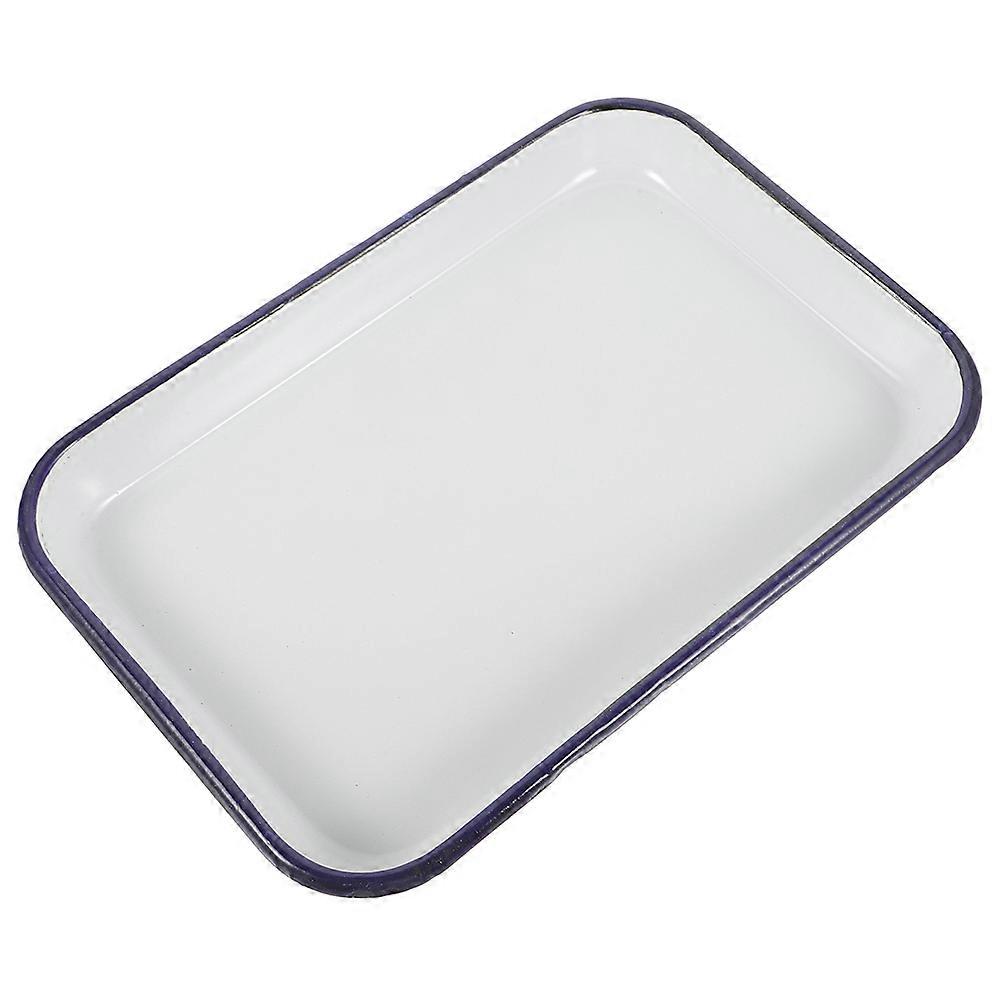 Enamel Baking Pan Rectangular Serving Tray for Storage White