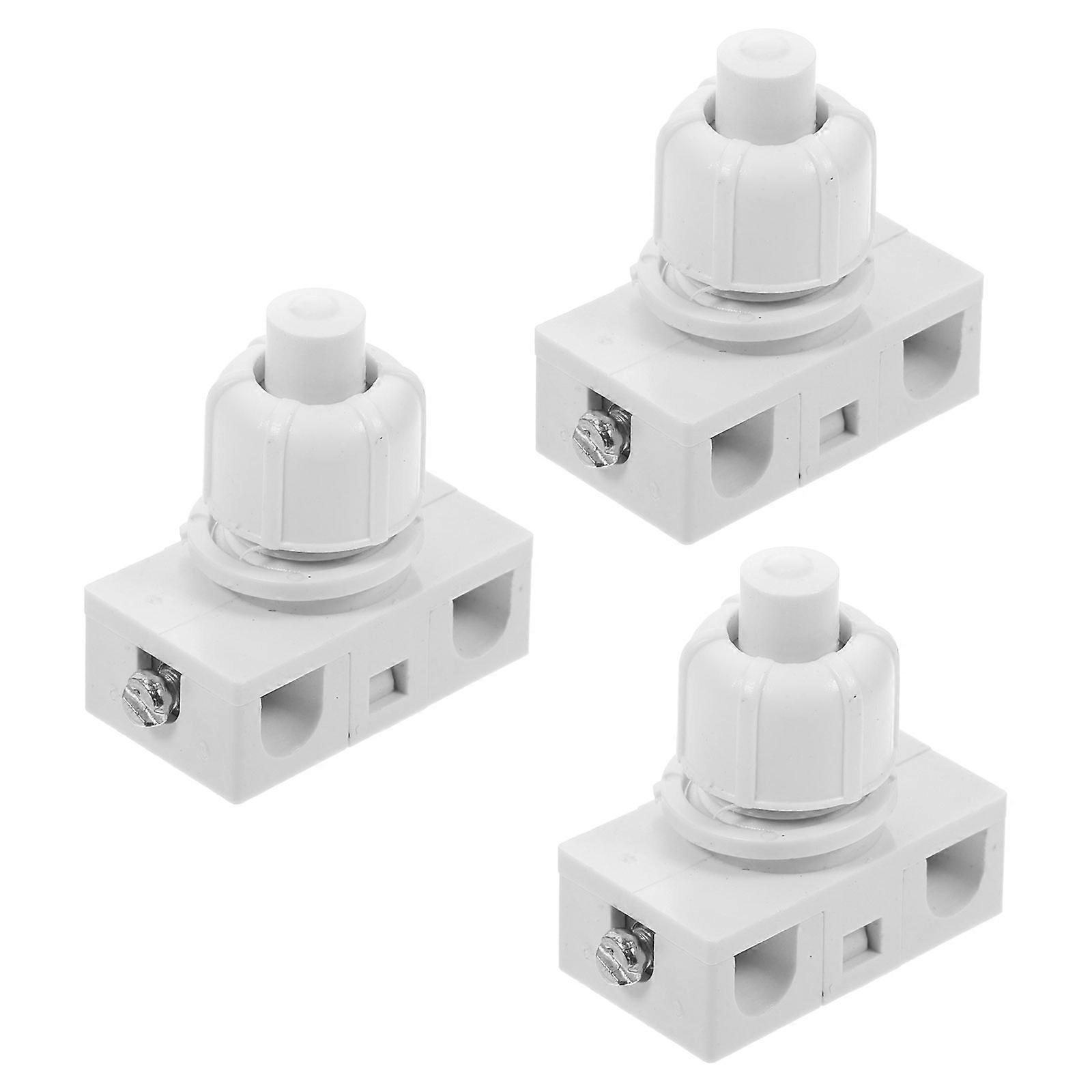 Push Button Switch for Light 3Pcs Self-Locking Durable ABS Copper Material