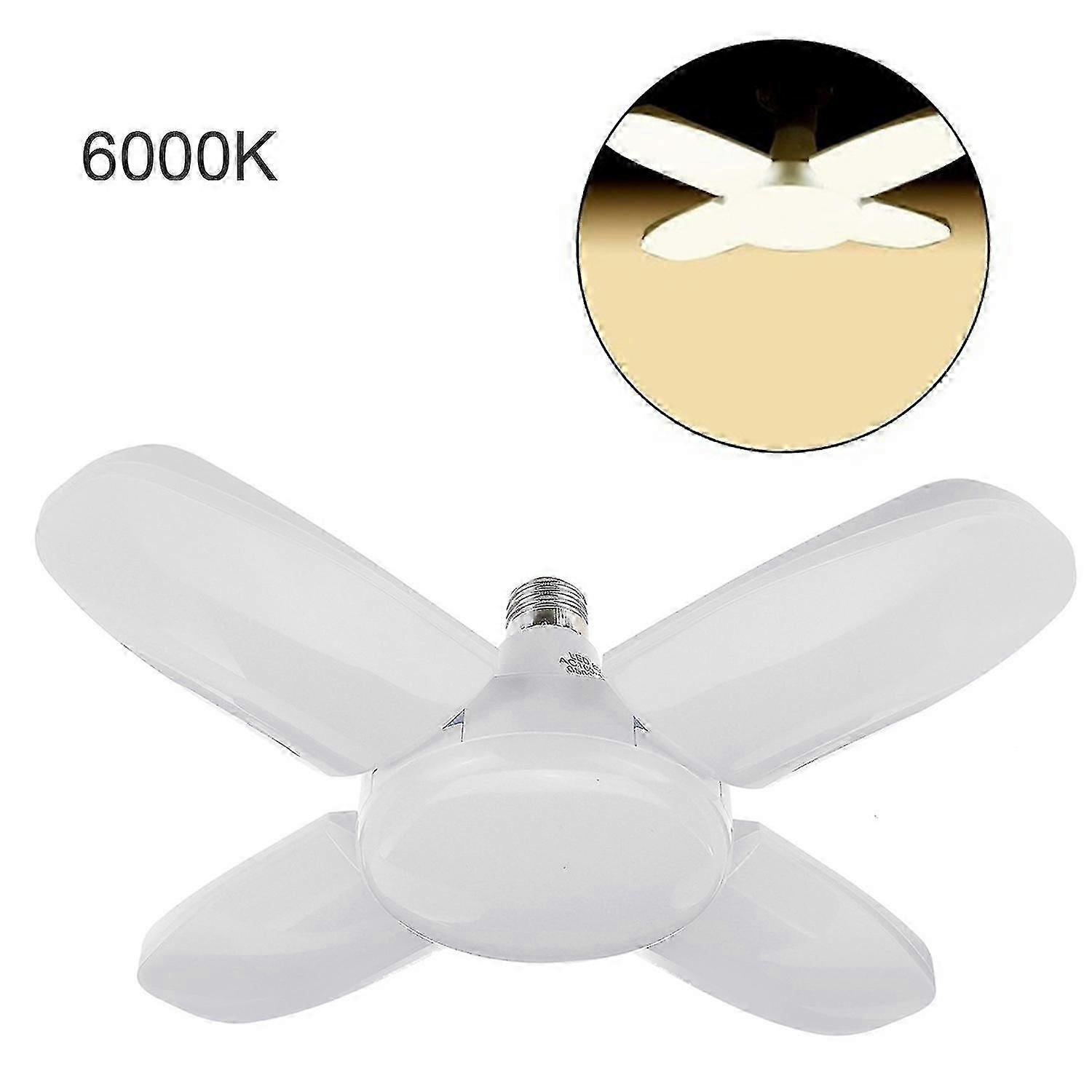 Foldable Garage Light Three-Leaf Fan Blade LED Bulb Adjustable Ceiling Lamp
