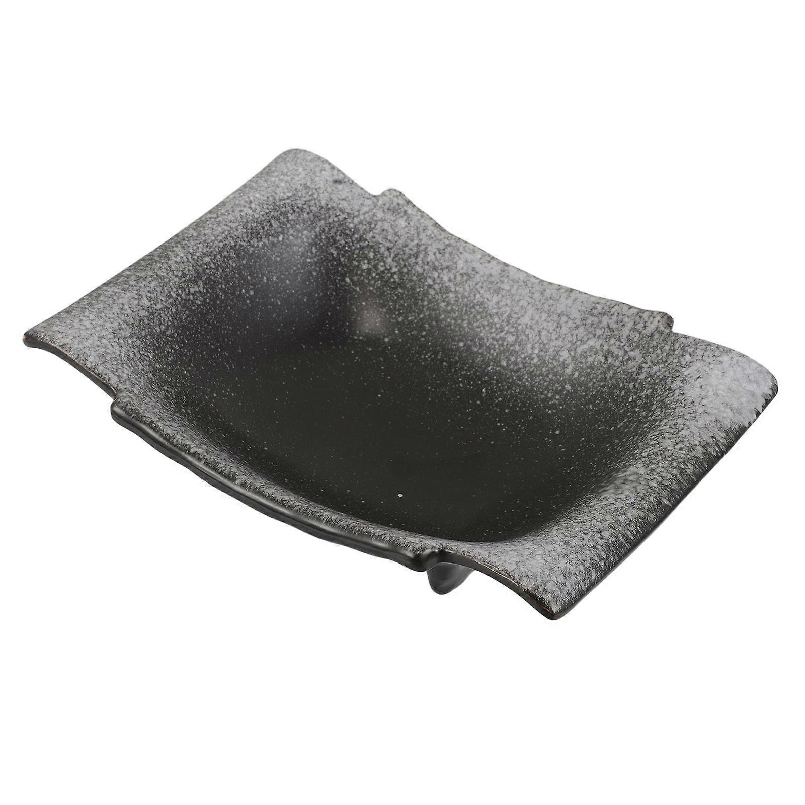 Japanese Ceramic Baking Dish for Serving Black Rectangular Pan