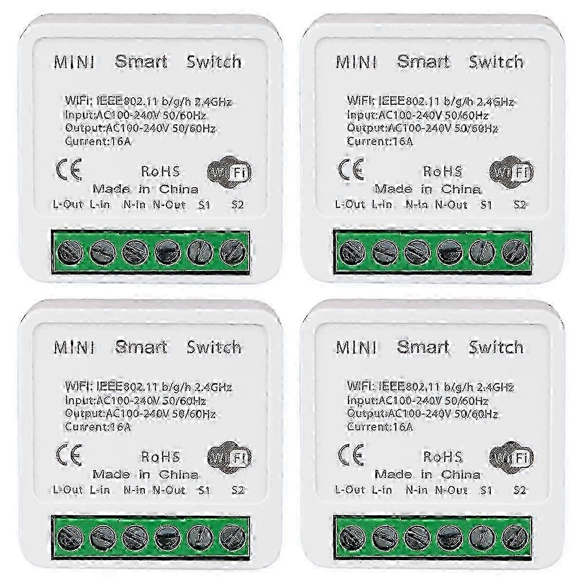 4PCS WiFi Smart Switch Light Switch, APP Remote Control, Voice Control, DIY Mode, Timer Function, L Edition 0724