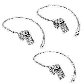 Silver Necklace Style, Exquisite Diamond-Encrusted Referee Whistle, Cute Rhinestone Whistle, Metal Whistle