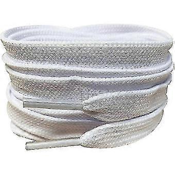 White LV Trainer 120cm Flat Cotton Shoelaces compatible withSneakers
