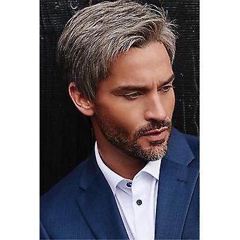 Short Wig For Men Natural Hair Gray White Poly Mesh Ref JACK 44