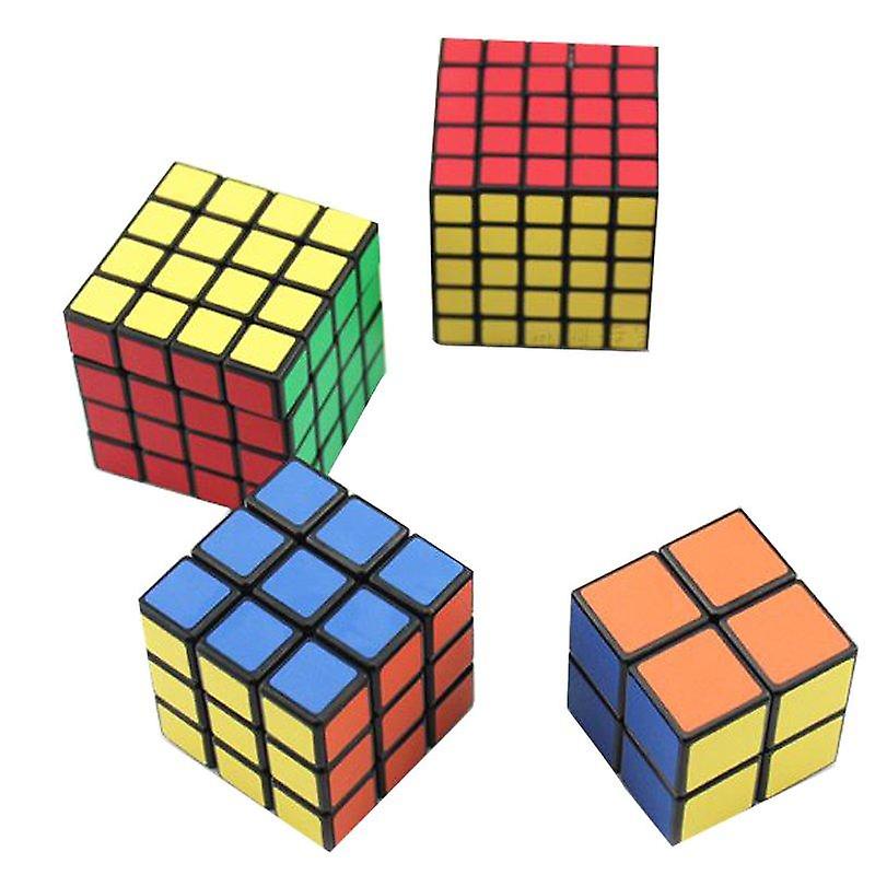 4Pcs Classic Magic Cube Toys Set 2x2x2 And 3x3x3 4x4x4 And 5x5x5 Pvc Sticker Block Puzzle Speed Cube
