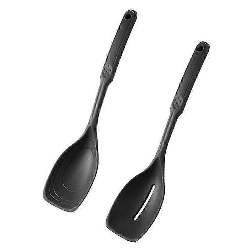 Silicone Spoon, Slotted and Solid Spoon Set with Deep Bolw