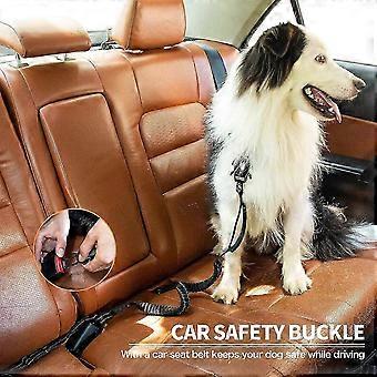 4-6FT Shock Absorbing Bungee Dog Leash+2 Padded Handle Black