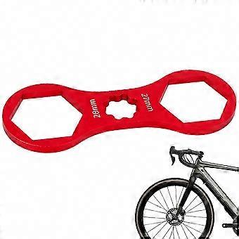 Reparatie van de voorvork van een mountainbike: vorkdopmoersleutel voor fietsen (25-26 inch) en gereedschap voor het doorsnijden van de voorvorkbuis.