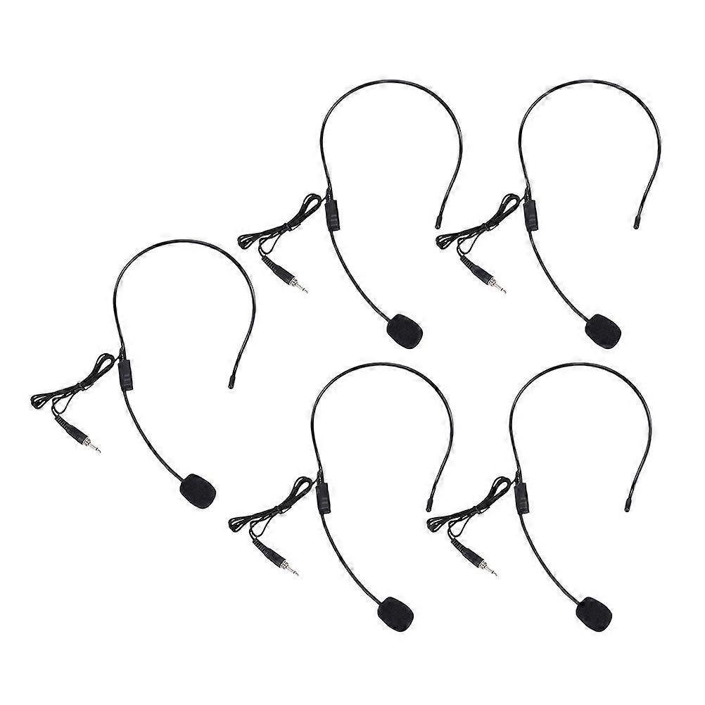 5Pcs Flexible Headset Microphone Wired Speech Speaker Head-Mounted Microphone