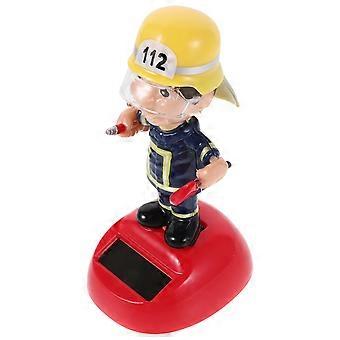 Firefighter Solar Figure: Solar Powered Dancing Fireman Figurine Car Dashboard Ornament For Office Desktop Home Car Decor