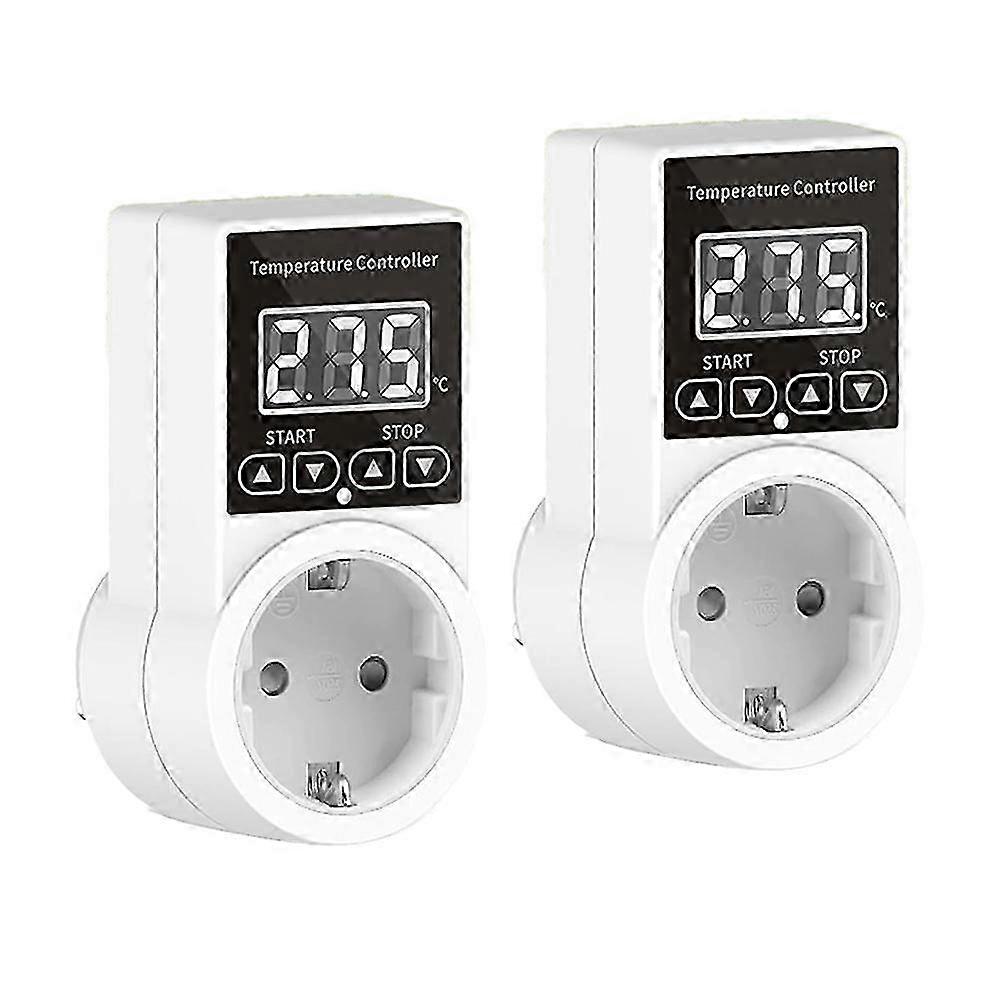 2pack Thermostat Socket with Sensor, Digital Temperature Controller Socket, Waterproof Temperature Switch EU Plug