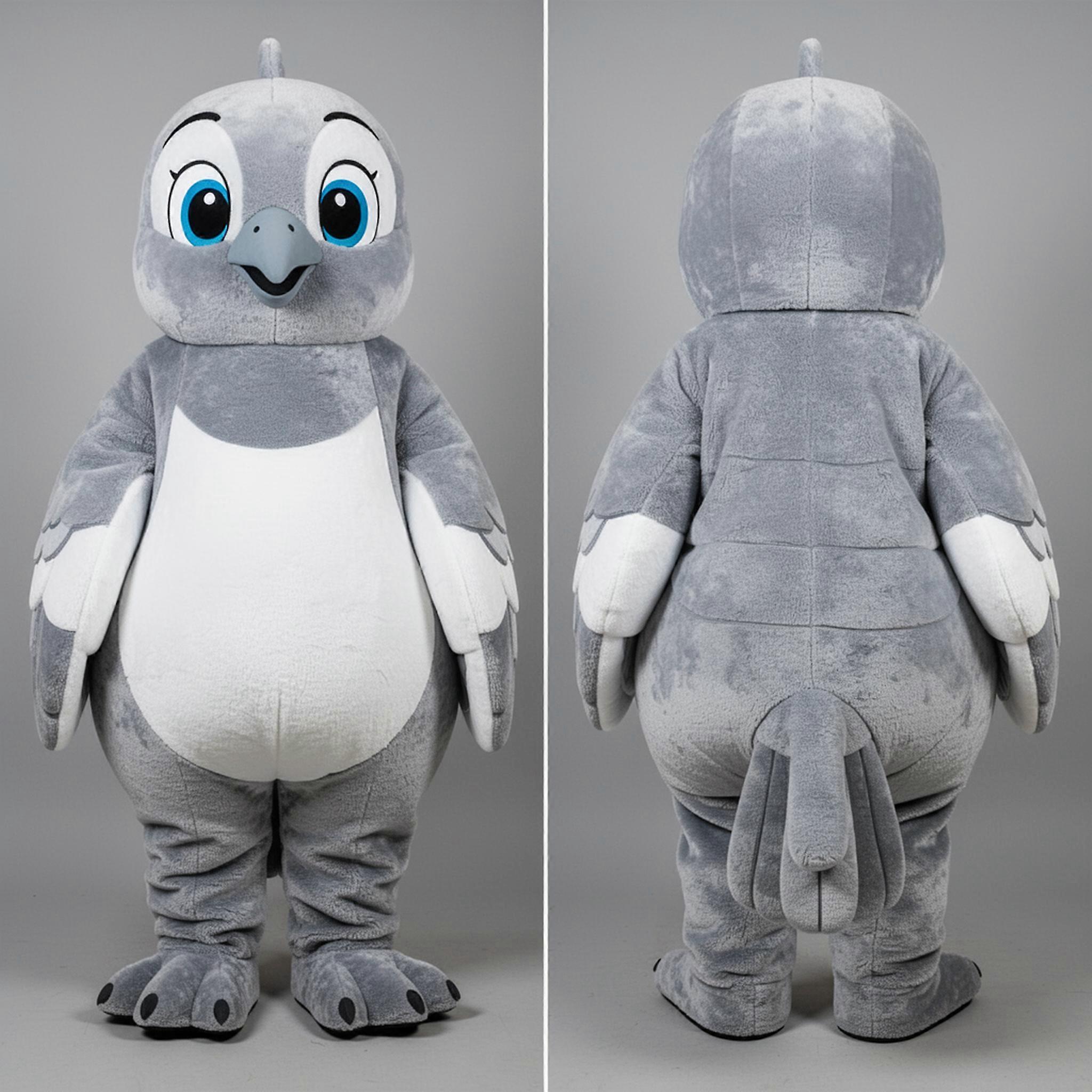 MASTICOT Silver Plush Rounded Passenger Pigeon Mascot