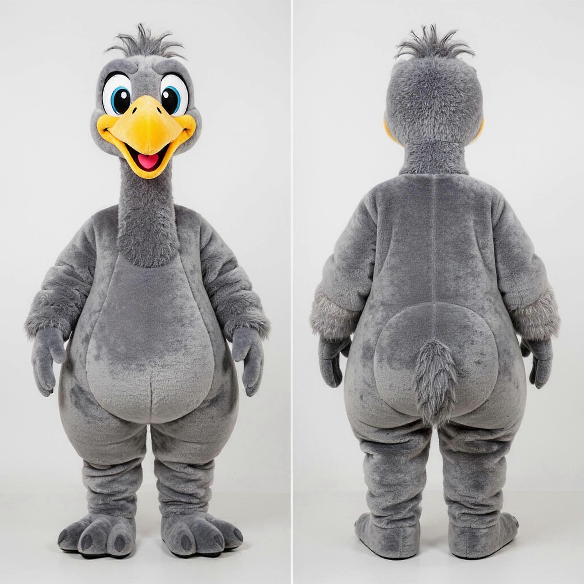 MASTICOT Velvety Gray Sleek Emu Mascot