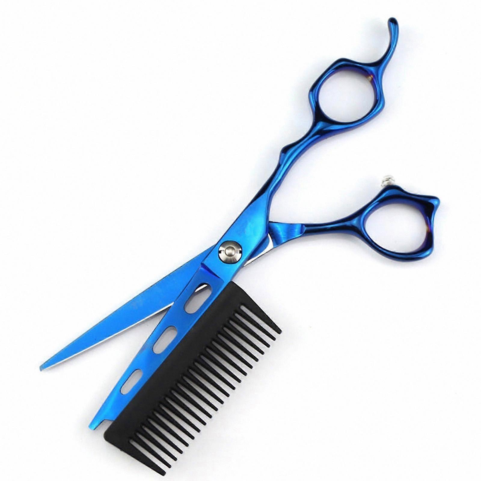 6-Inch Hair Cutting Scissors with Comb Pattern Design