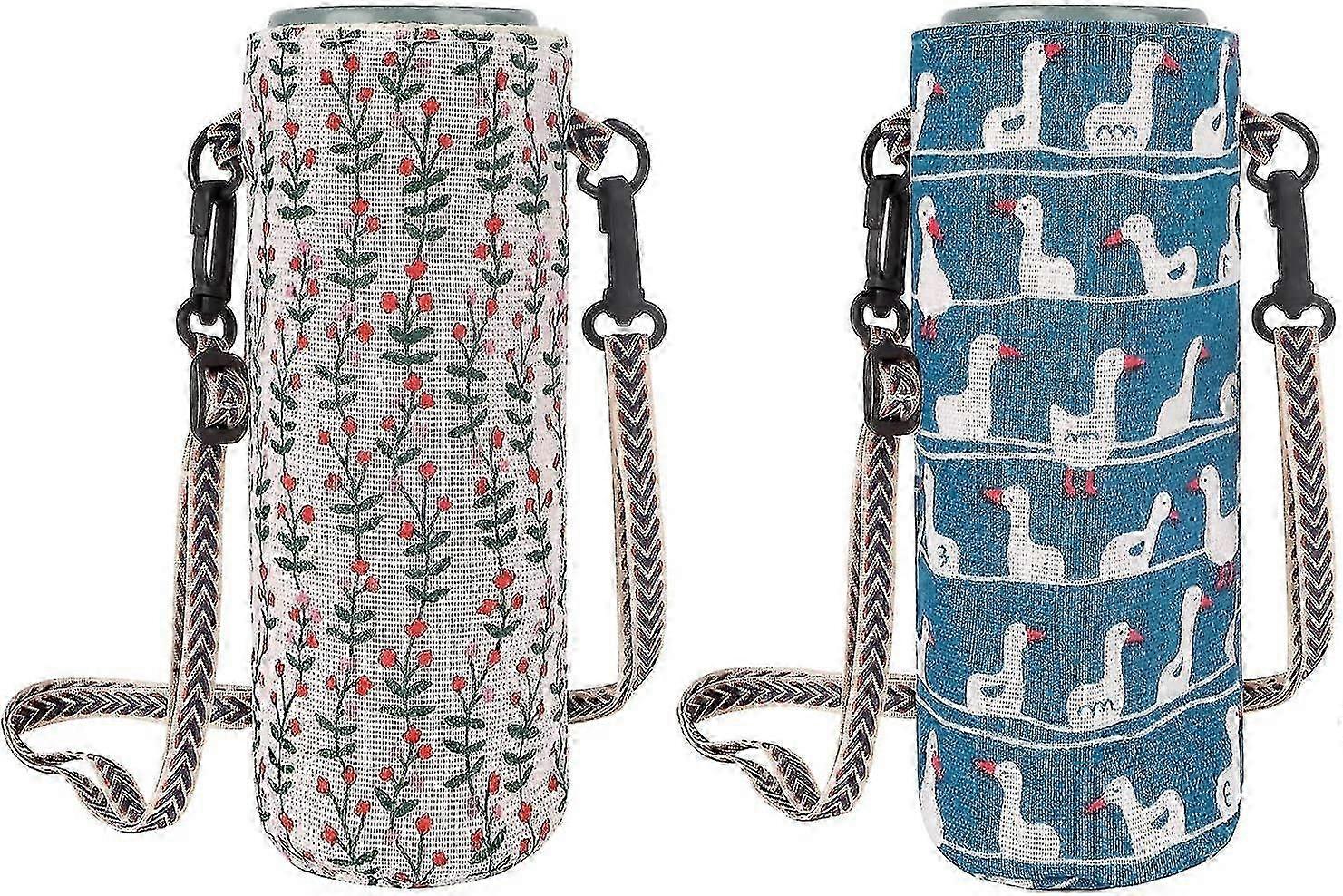 2pcs Water Bottle Tote Bag With Adjustable Shoulder Strap