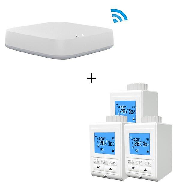 Smart Wireless Gateway Hub + 3pcs Thermostat Heizung Temperaturregler Trv Thermostatischer Heizkörper Ventil Controller