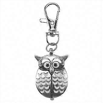 Pocket Watch Key Ring Double Open Owl Design