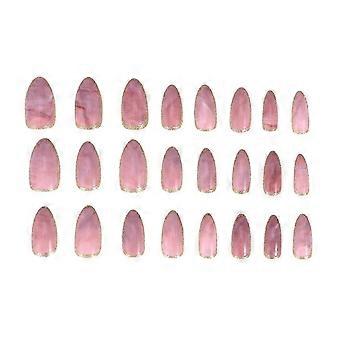 Full Cover Pointed Fake Nails, Resin Assorted Color, Sturdy Durable, Easy to Shape File Paint Apply, For DIY Nail Art Manicure, Females, 24pcs