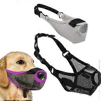 Verstelbare muilkorf van zacht gaas met vulling, anti-bijt- en likmasker voor middelgrote en grote honden, geschikt voor trimmen, dierenartsbezoek en reizen.