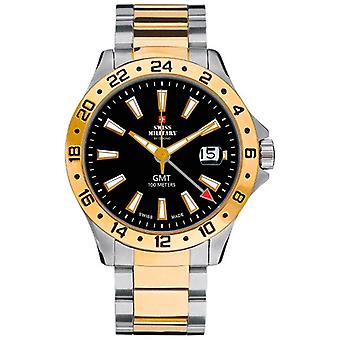 Swiss Military Quartz Analog Man Watch with Stainless Steel Bracelet 20079BI-1M