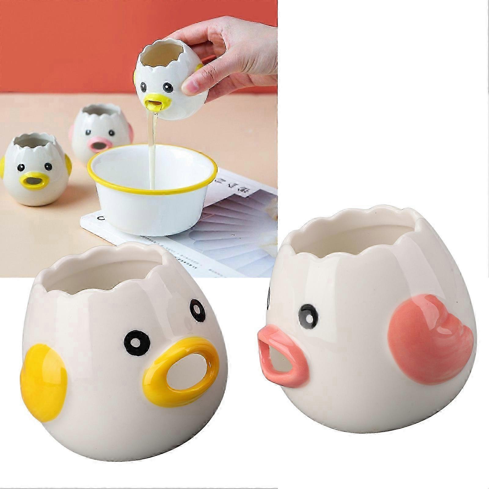 Pink Yellow Ceramic Egg Separator