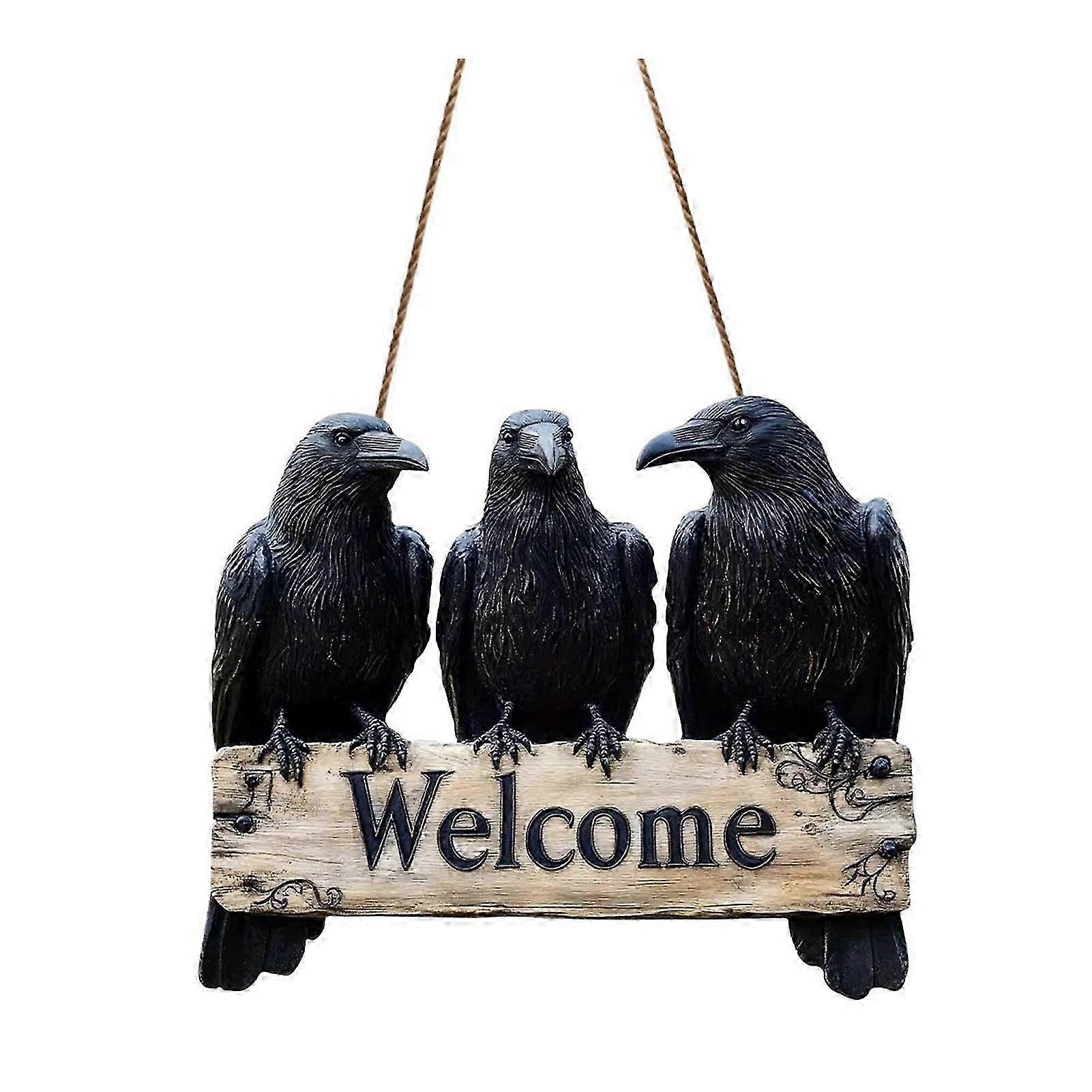 Three Crows Wooden Door Hanger