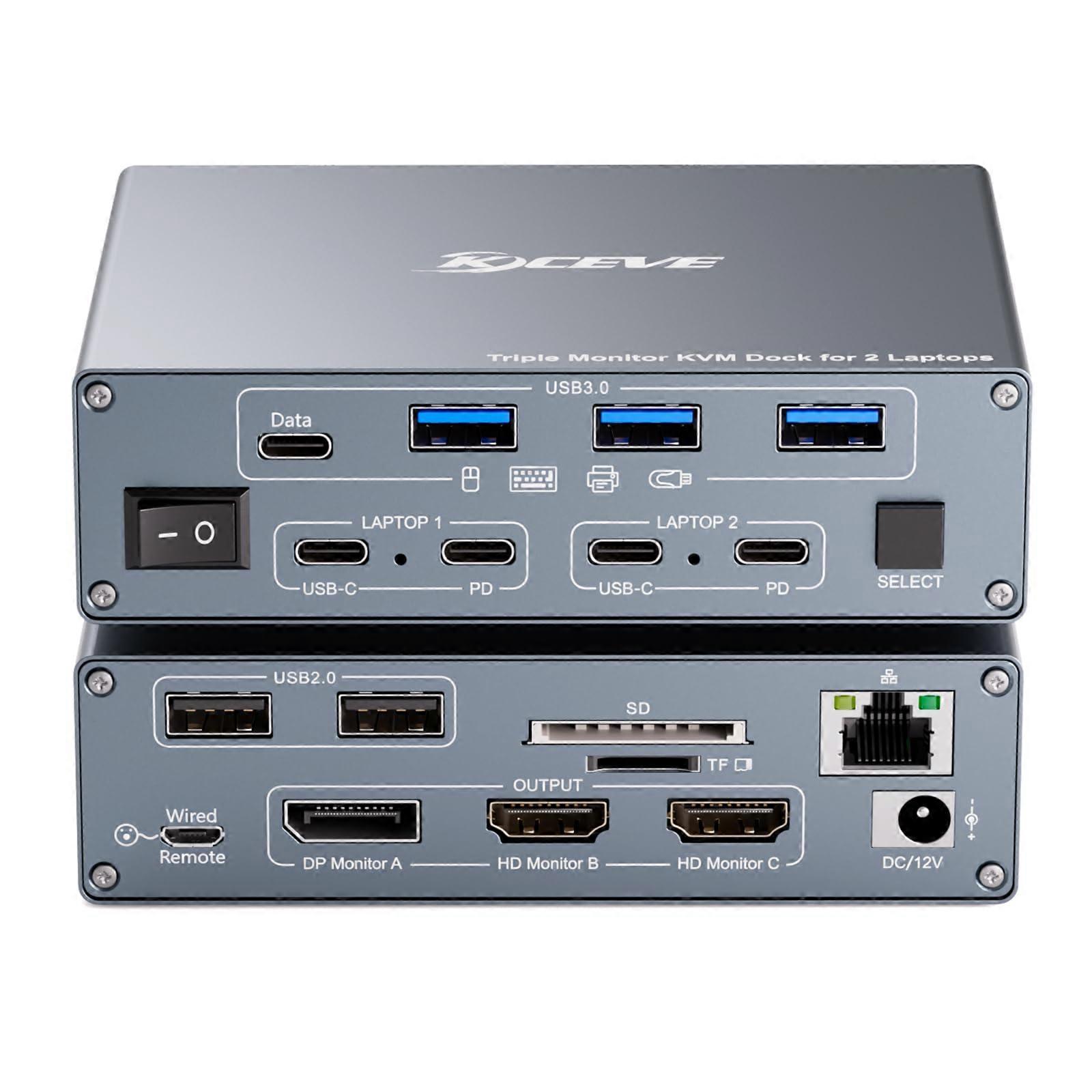 USB3.0 KVM Switch 2 PC 3 monitoren USB C DP HDMI