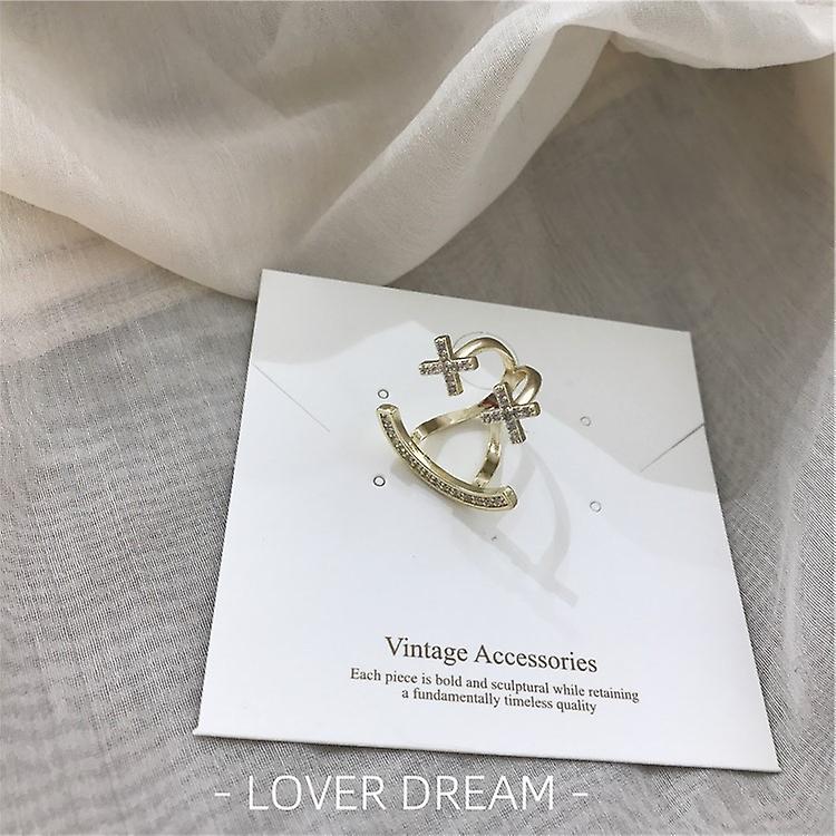 Female Retro Micro Set Smiling Face Ring Chaofeng Opening Ring Korean Retro Ring