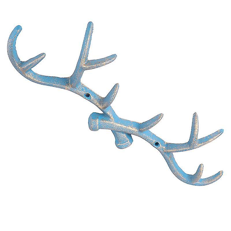 35X10.5cm Blue Utility Hooks 1pc Multi-function Wall-mounted Hanger Creative Antler Clothes Hook For