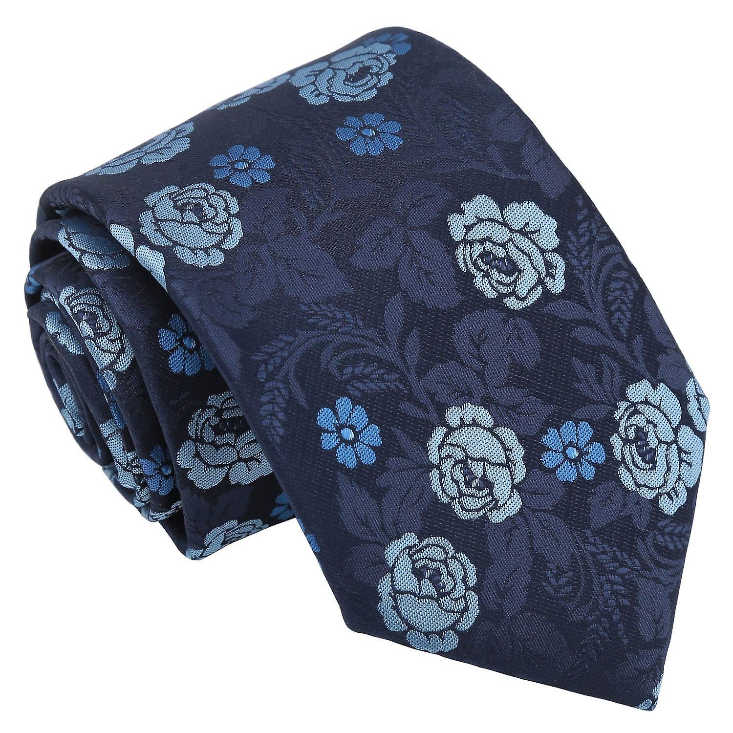 Blue Floral Rose Tie