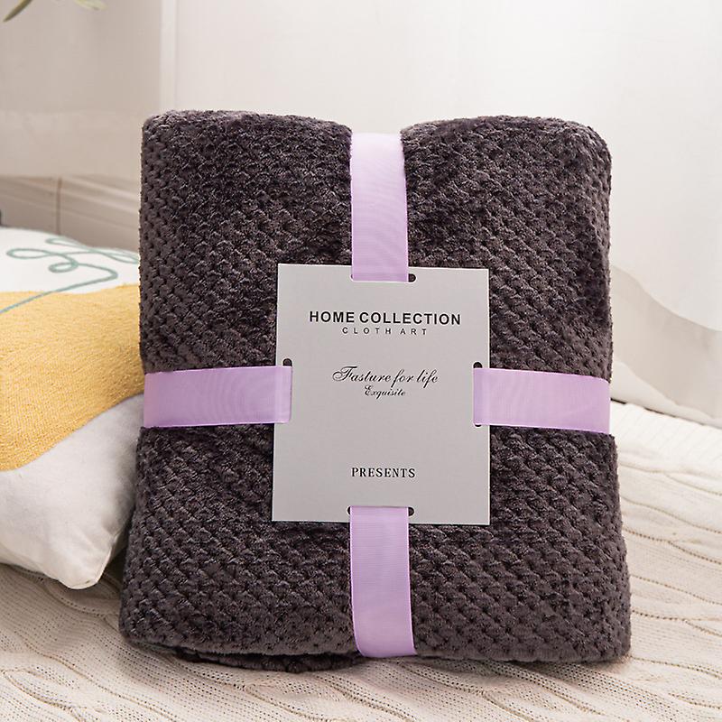 Solid Colour Pineapple Fleece Coral Fleece Air Conditioning Blanket Napping Blanket Style05