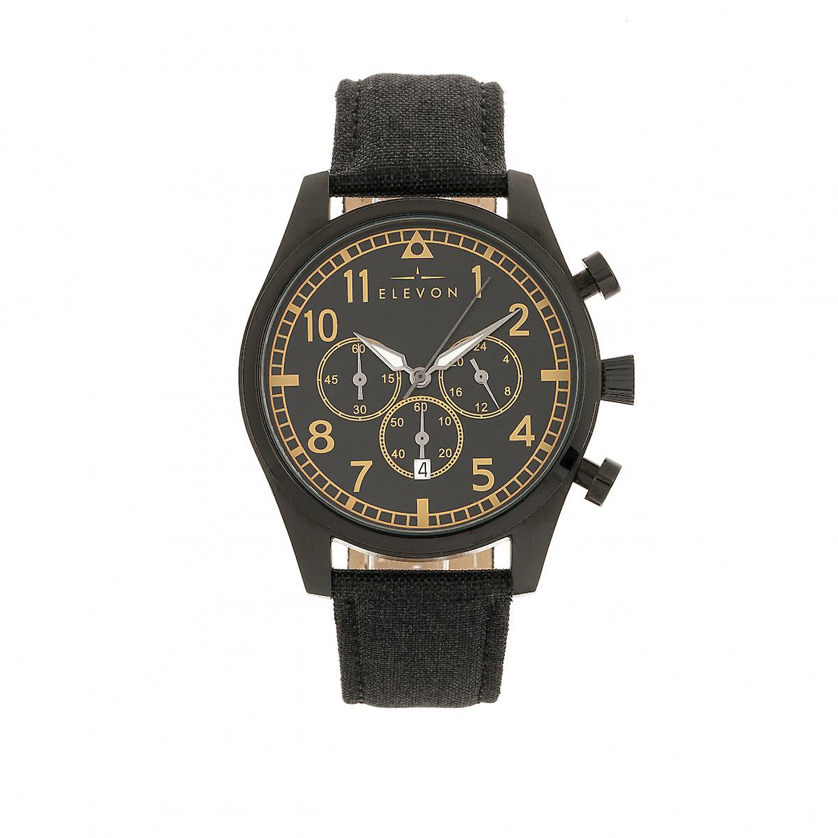 Elevon Curtiss Chronograph Nylon-Overlaid Leather-Band Watch