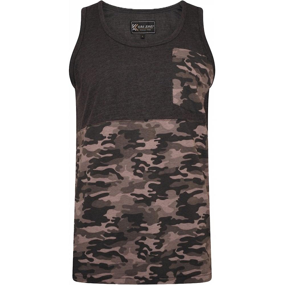 Men's KAM Kam Mens Big Size Camo Panelled Vest With Chest Pocket