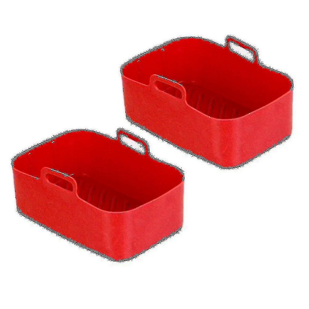 For Silicone Basket Tray Fried Baking Pan Insert Dish Accessory Dual Basket For Ninja Dz201 For Red