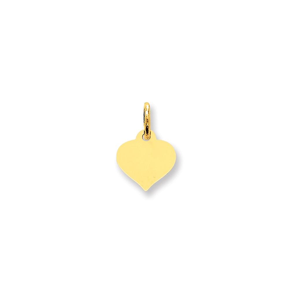 14k Yellow Gold Solid Polished Love Heart Disc Charm 14x10mm Wide Pendant Necklace for Women
