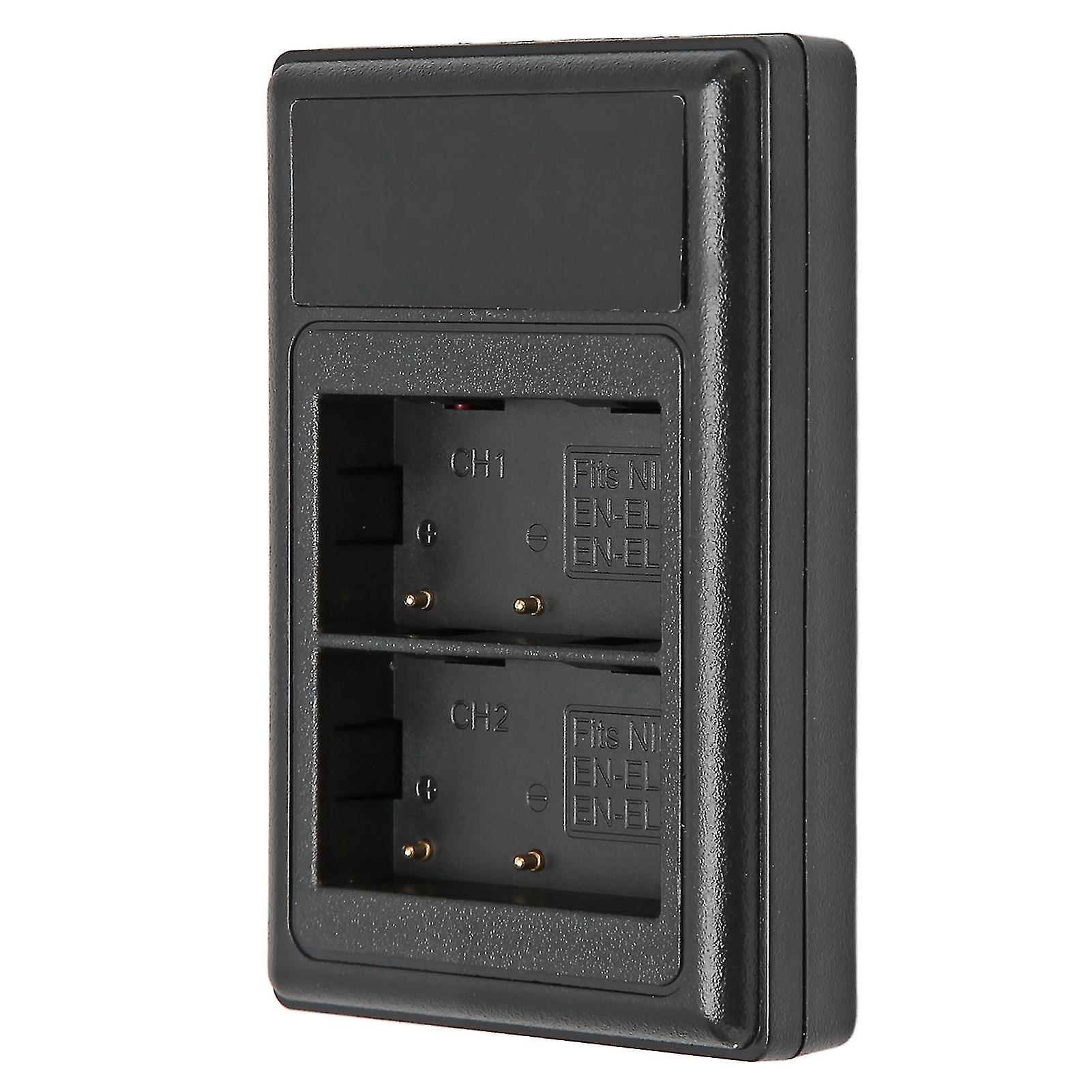 kamera batterilader usb dobbel batterilader med strømskjerm for nikon d90 d80 d90s d700 d300 d300s d200 d70 d50