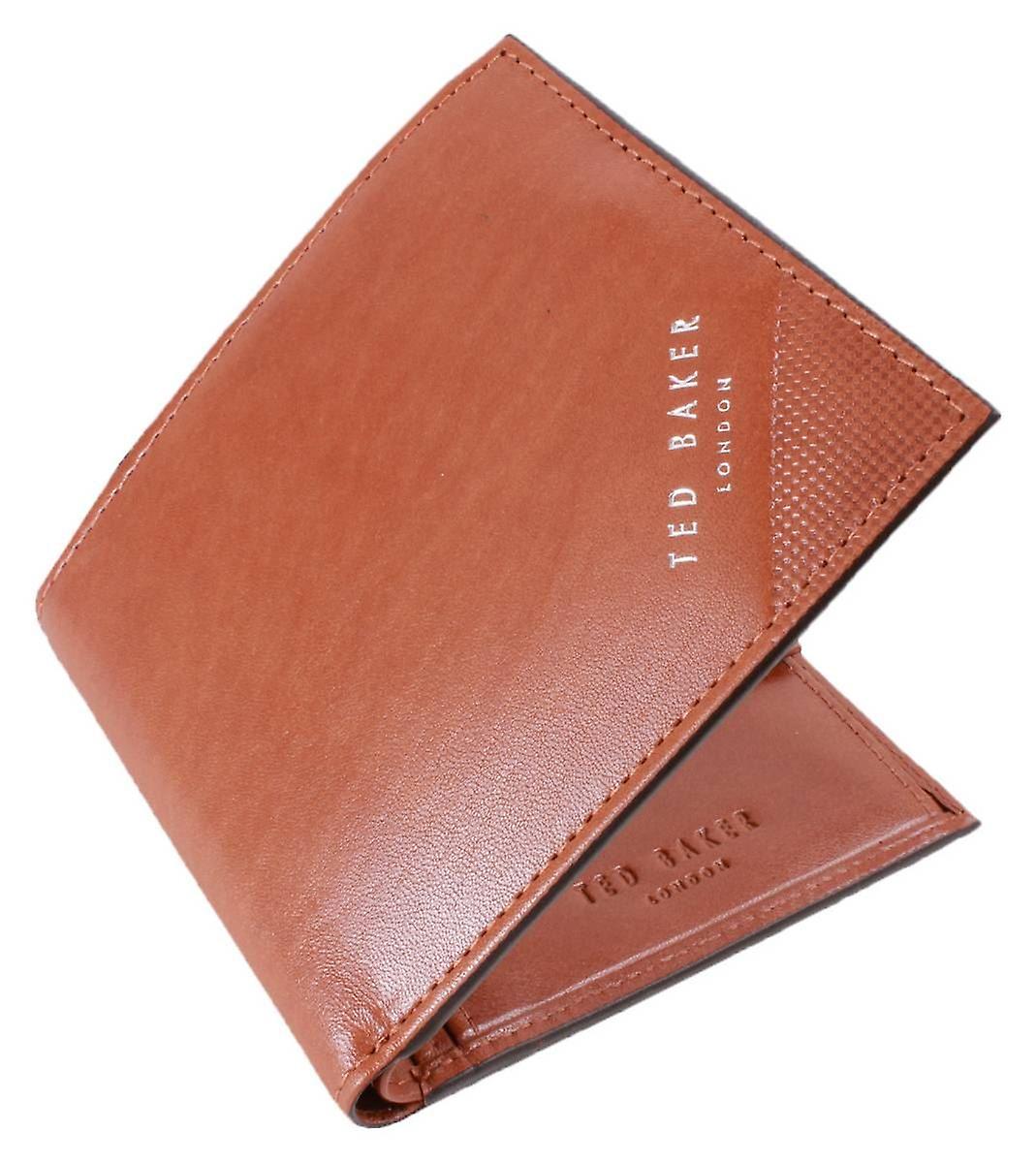 Ted Baker Prugs Embossed Corner Leather Bifold Coin Wallet - Tan