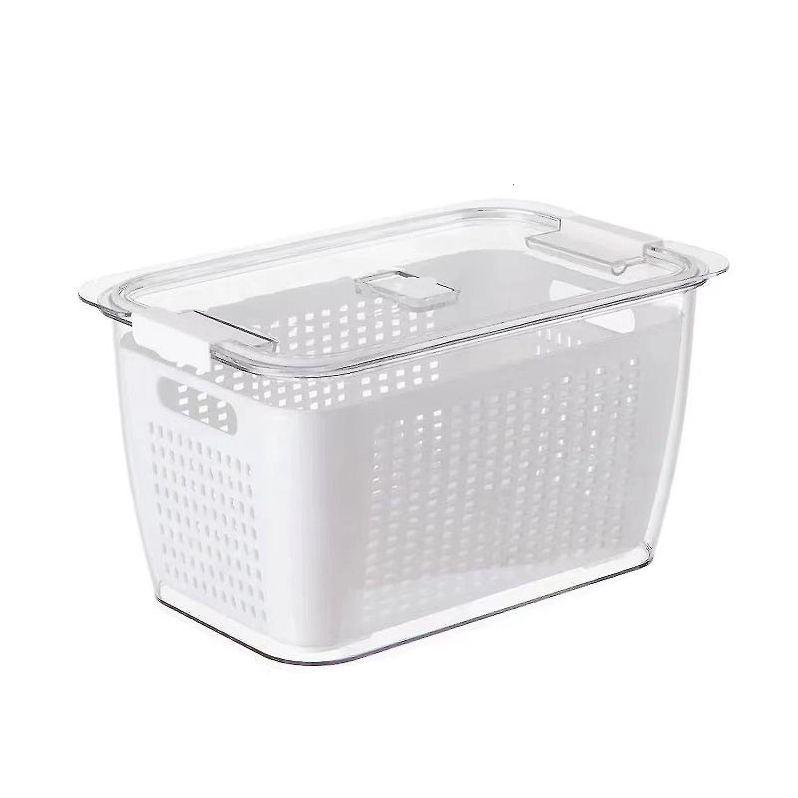 Draining Basket 2 Layer Japanese Style Kitchen Refrigerator Vegetable Storage Box With Filter