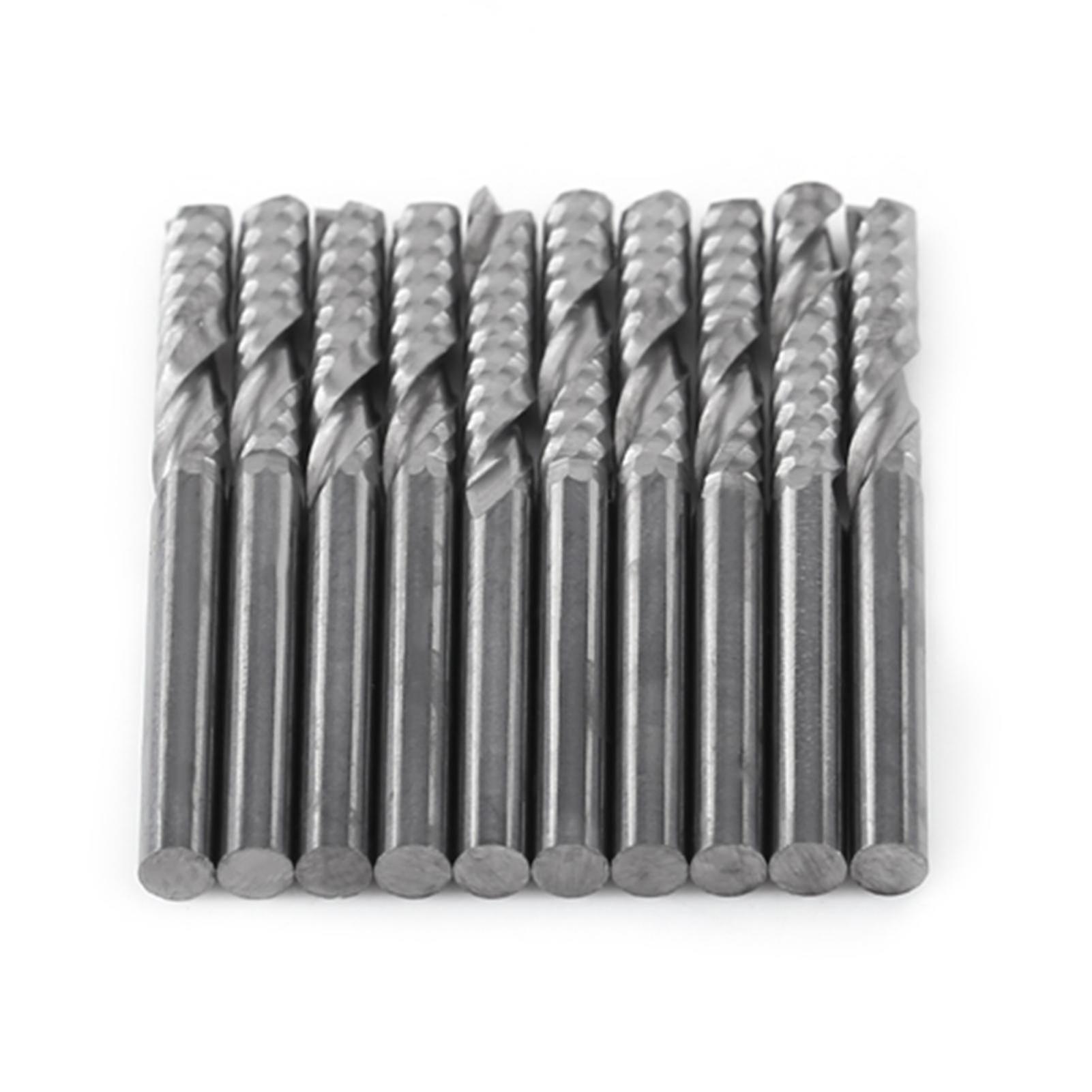 10pcs 3.175mm Single Flute End Mill Cutter CNC Tool Bits 22mm